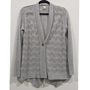 NEW Garnet Hill Oversized Pointelle Chevron Cardigan